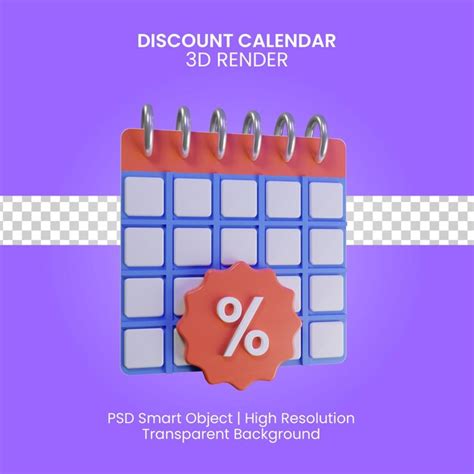 Premium Psd Discount Calendar 3d Render Illustration Isolated