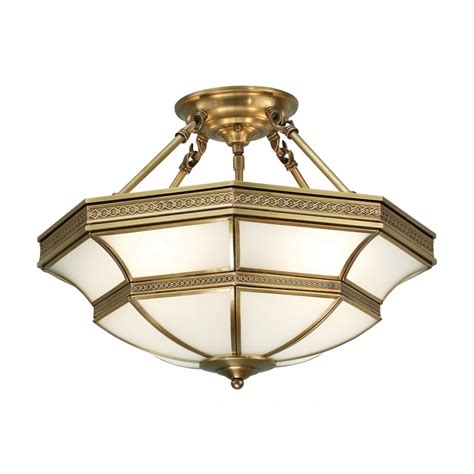 Now £46.00£38.33 was £64.50£53.75 | save: Semi-Flush Fitting Low Ceiling Light in Mellow Brass with ...