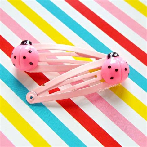 Sale Ladybug Hair Clip Set Pink Ladybugs Pastel Clips Etsy Pink