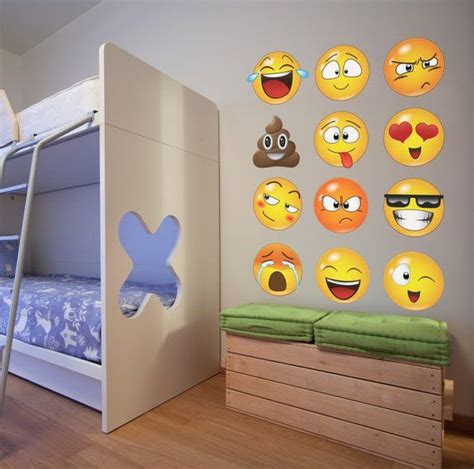 12 Large Emoticon Smiling Faces Wall Graphic Decal Sticker Etsy