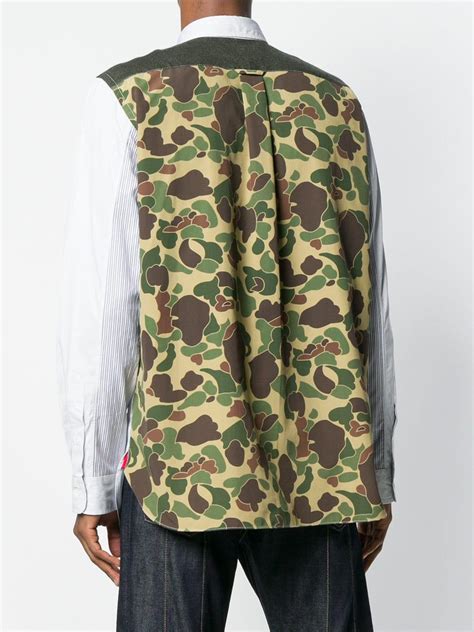 Download Junya Watanabe Cotton Camo Back Striped Shirt for Men - Lyst