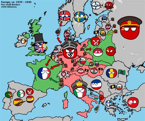 Карта Европы в 1939 песочница Countryballs Countryballs