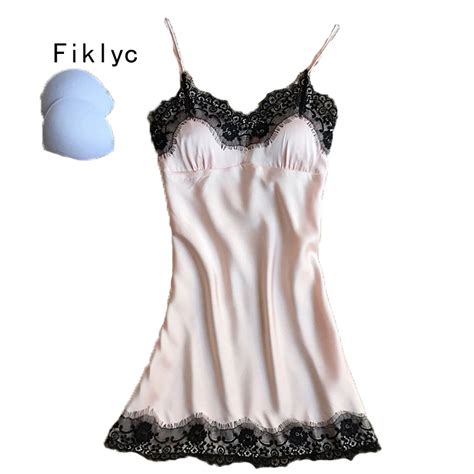 Buy Fiklyc Brand Womens Sexy Lace Decoration Sleeveless Nightgowns Fashion