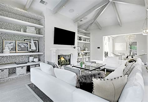 Elegant White And Light Grey Living Room Transitional