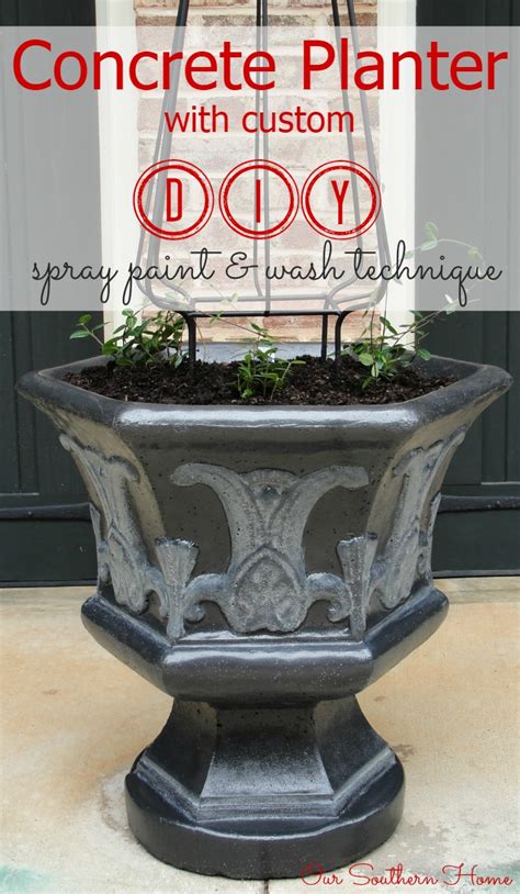 DIY Paint Finish for Concrete Planter - Our Southern Home