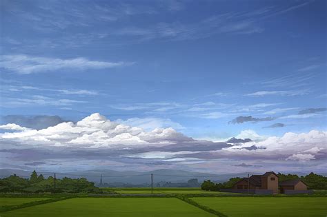 Hd Wallpaper Clouds Juuyonkou Landscape Original Scenic Sky Tree