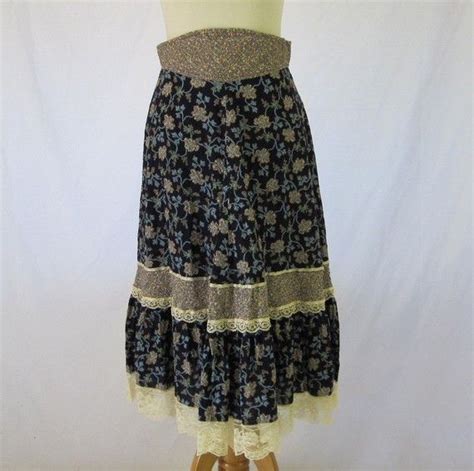 Vintage 70s Bluebell Cotton Prairie Skirt M Etsy Prairie Skirt