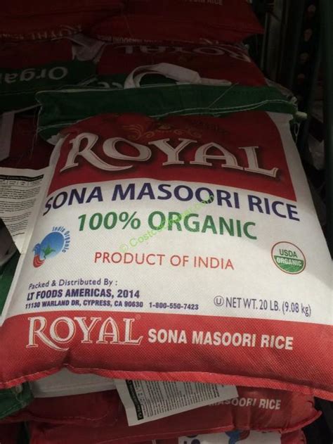Royal Organic Sona Masoori Rice 20 Pound Bag Costcochaser