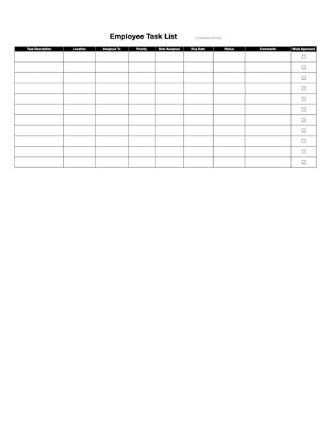 Employee Task List Templates Download Print For Free