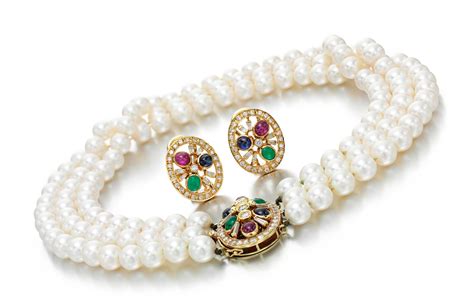 Cultured Pearl Gem Set And Diamond Demi Parure Fine Jewels Online
