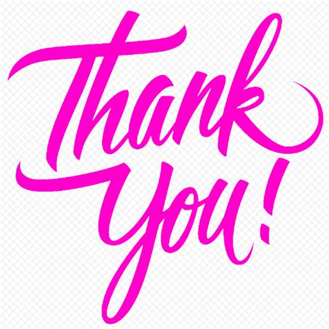 Hd Thank You Calligraphy Pink Text Transparent Png Citypng