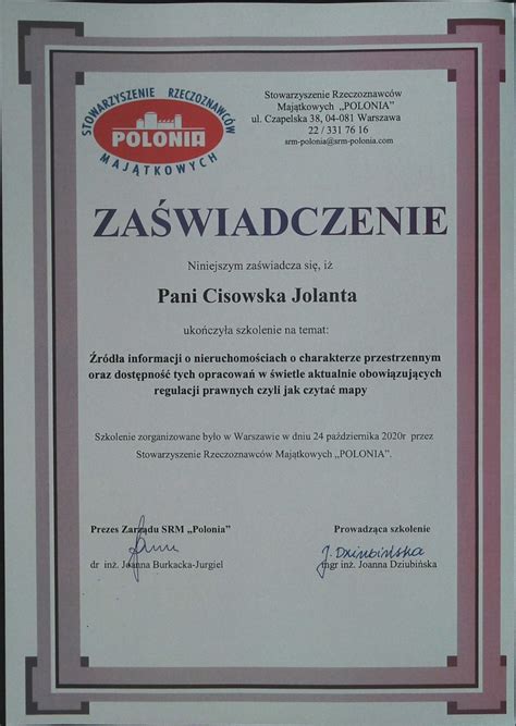 Certyfikaty Dyplomy SEBACARS Sebastian Cisowski
