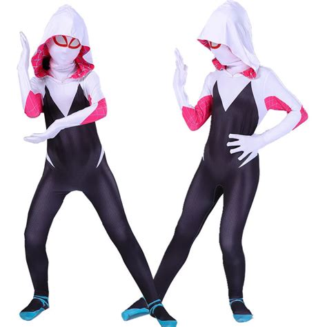 Women's costume includes lab coat, black dress, badge and matching headband, all inspired by spiderman's first love, gwen stacy. Kids Adults Spider Girl Gwen Stacy Cosplay spiderman ...