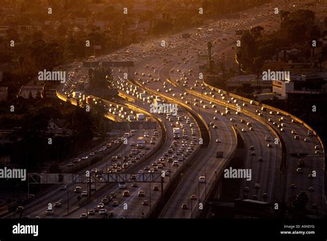 Aerial Road Traffic Congestion Santa Monica Freeway Los Angeles