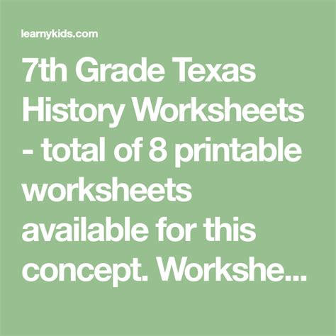 7th Grade Texas History Worksheets Total Of 8 Printable Worksheets
