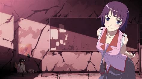 4568873 Blue Eyes Monogatari Series Long Hair Anime Girls Anime Simple Background Purple