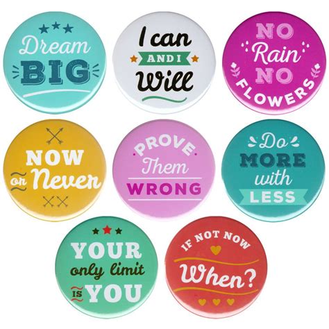 Positive Motivation Sayings Button Badge Pin Single Or 8x Pack