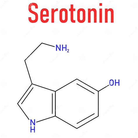 Molécula De Neurotransmissor Serotonina Fórmula Esquelética Estrutura Química Ilustração Do