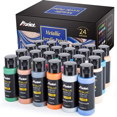 Metallic Acrylic Paint Abeier Set In 24 Official 2oz Colors Of