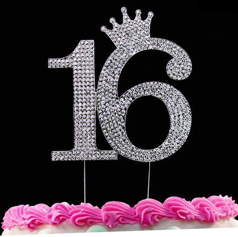 16th Birthday Cake Toppers Sweet 16 Cake Topper Silver Princess Crown