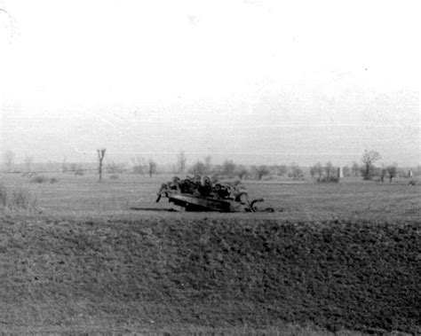 43rd Tank Battalion Battlefield Destroyed Tank In Field