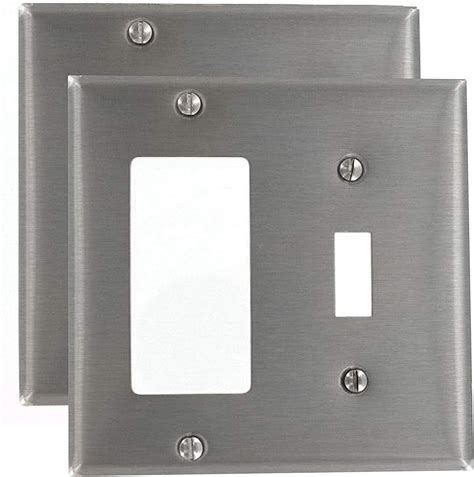 Pack Of Wall Plate Outlet Switch Covers By Sleeklighting Decorative Stainless Steel Look
