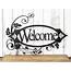 Welcome Metal Sign With Vines  Black 198x1315 Wall Art
