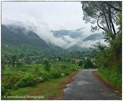 A Beautiful Road To A Himachal Village In Hills Covered With Clouds