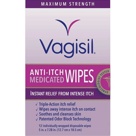Vagisil Anti Itch Medicated Wipes Maximum Strength 12 Ea Pack Of 2