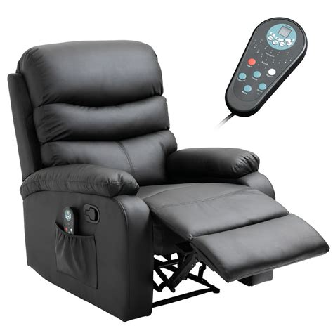 homcom manual massage recliner chair with heat and remote control 8 massaging points pu