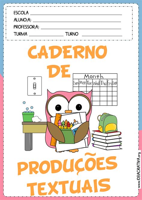 Capa Para Caderno De Produção De Texto Texto Exemplo