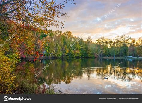 Dusk On Autumn Lake Stock Photo By ©andykazie 171339696