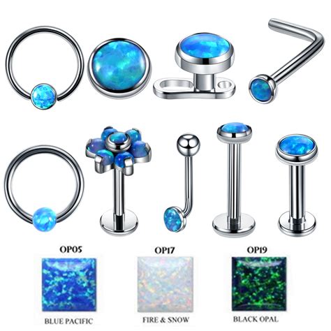 1pc Titanium Labret Nostril Vagina Cbr Piercings Opal Ear Septum Helix