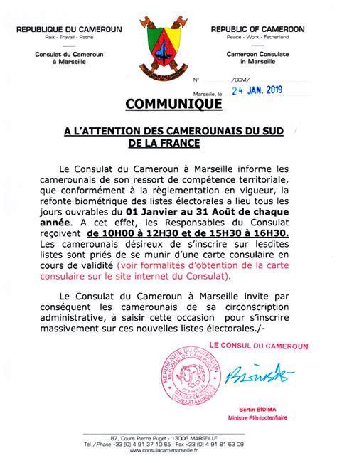 Consulat du Cameroun à Marseille. Visas. Passeports. Associations