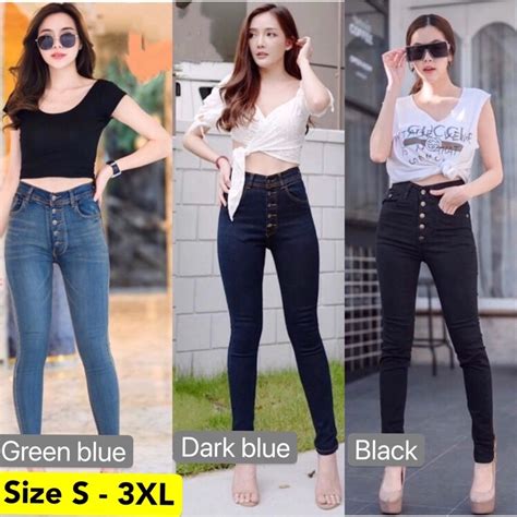 Nina Women High Waist Jeans Slim Fit Long Pants Women Plus Size Seluar Jeans Perempuan Celana