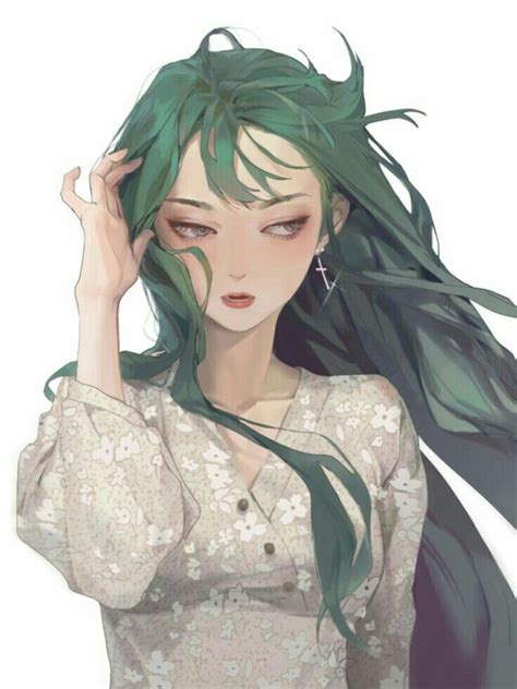 Pin By Lemon🍋 On Anime ฅωฅ Anime Green Hair Green Hair Girl