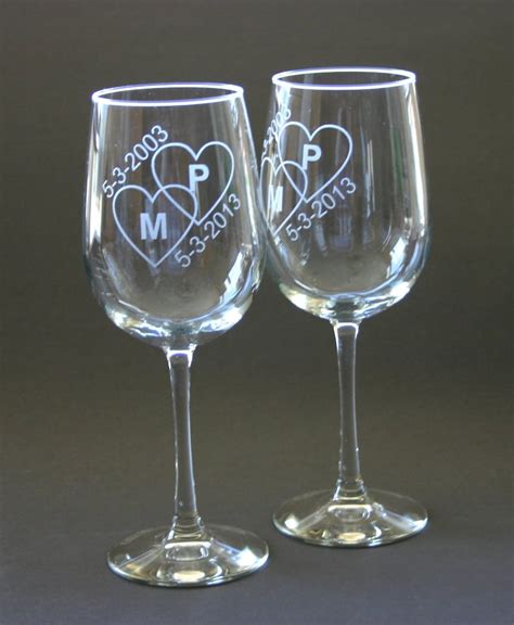 Custom Etched Wine Glasses Set Of 2 Engraved Wine Glasses Etsy