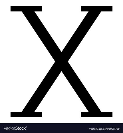 Chi Greek Symbol Capital Letter Uppercase Font Vector Image