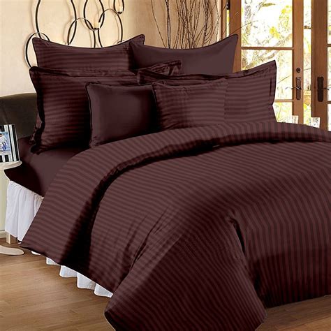 Dark Brown Self Design 300 Tc King Size Pure Cotton Satin Slumber Sheet