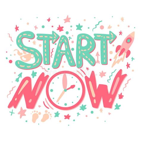 Start Now Hand Drawn Vector Lettering Stock Illustration Illustration