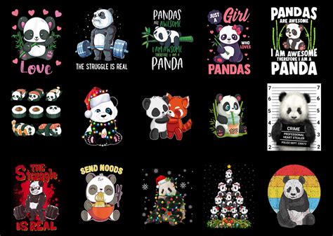15 Panda Shirt Designs Bundle For Commercial Use Part 4 Panda T Shirt