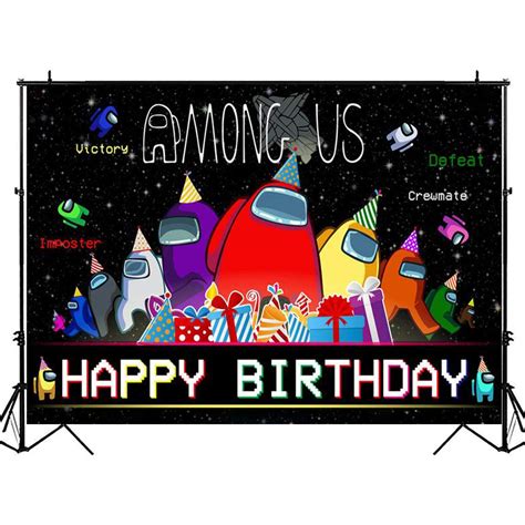 Buy Among Us Themed Backdrop Happy 1st Birthday Among Us Background For