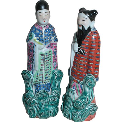 Vintage Chinese Figurines Famille Rose Imortals Small Man and Women from annmariesantiquedolls ...