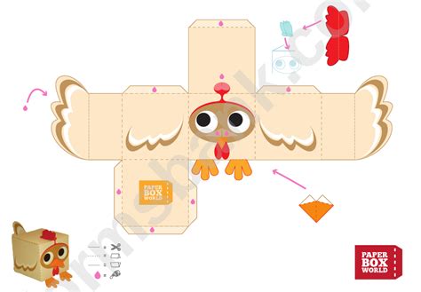 chicken paper toy box template printable