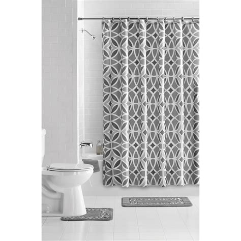 Grey Aster Geometric Polyester Bathroom Set Grey 15 Pieces Mainstays