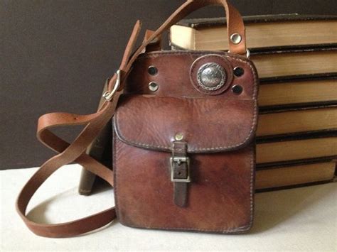 Vtg Chestnut Brown Leather Crossbody Handbag By Jansvintagestuff