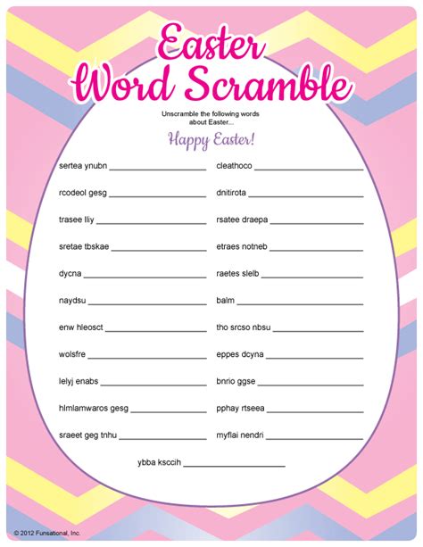 Free Printable Easter Word Scramble There Are 12 Words To Unscramble