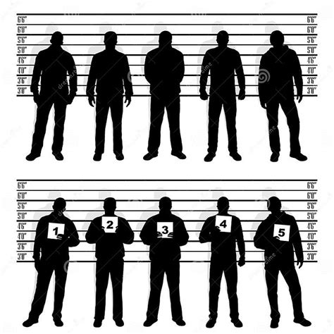 Police Line Up Silhouettes Stock Vector Illustration Of Prisoner