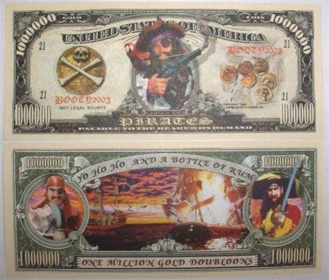 Set Of 10 Bills Pirates Million Dollar Bill By Novelties Wholesale 0