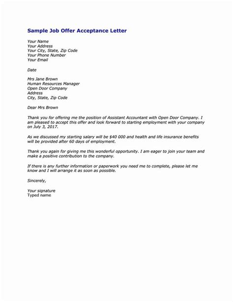 Job Offer Letter Format Offer And Acceptance Letter Example